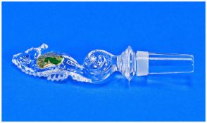 Waterford Cut Crystal Figural Sea Horse Bottle Stopper. 5.5 inches in length. Excellent condition.