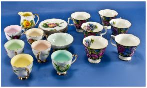 Part Teasets comprising Royal Albert `Bouquet Series`, cups and Paragon cups and saucers.