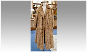 Golden Blonde Shadow Chevron Pattern Mink Full Length Coat, self lined Peter Pan collar, clip hook