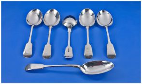 Mappin & Webb Set Of Six Silver Dessert Spoons Of Good Quality. Hallmark Sheffield 1913. Excellent