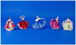 Royal Doulton Miniature Figures, 5 In Total. All figures in mint condition. 1, `Southern Belle` HN