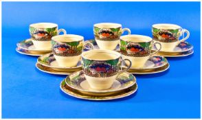Myott and Sons, Hanley 18 Piece Tea Set ``English Countryside`` pattern. c.1920`s. Excellent