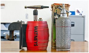 Watneys Original Beer Keg. Together with a `Sparklet` Refillable Syphon with original box.