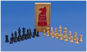 Staunton Vintage Boxwood Chess Set. Boxed, complete.