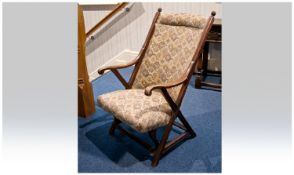 Victorian Oak Framed and Upholstered Nursing Chair. 38 inches high.