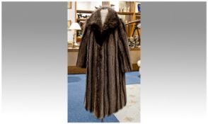 Racoon Fur Full Length Coat, soft, luxurious skins, similar to silver fox; slightly standing shawl