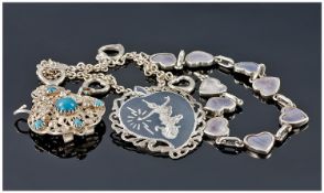 Miscellaneous Silver Jewellery Comprising 2 Bracelets And 2 Brooches