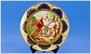 Vienna - Transfer Printed and Hand Finished Cabinet Plate, gold leaf borders. 12 inches diameter.