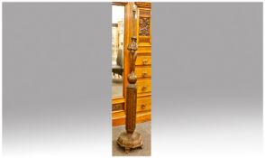 Carved Wooden Figural Hallway Lampstand c 1910, 68 inches high.