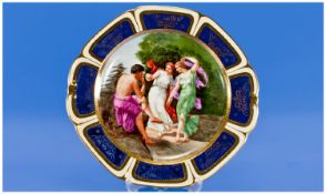 Salviati & Co. Vienna Hand Finished Cabinet Plate, gold leaf borders. 12 inches diameter. Mint