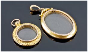 Victorian Good Quality 9ct Gold Pendant Lockets, 2 in total. 9.4 grams.
