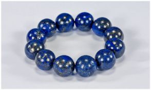 WITHDRAWN// Lapis Lazuli Large Bead Bracelet, comprising twelve beads, each approximately 16mm in