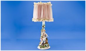 Meissen Style 19th Century Single Candlestick representing the four seasons, detailed in colours &