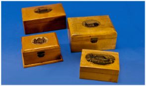 Mauchline Ware Boxes, 4 in total. Various sizes.