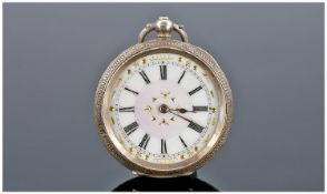 Swiss Silver Ornate Ladies Fob Watch, marked 93.5.
