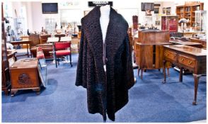 Dark Brown Astraka Faux Fur Three Quarter Coat, Persian lamb style, with self lined shawl collar,