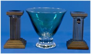 Gleneagles Lead Crystal Pair of Stylish Corinthian Candlesticks on stepped stone bases. Each 5.5