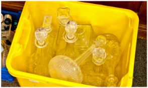 Box of Assorted Glass Decanters.
