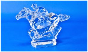 Waterford Special Lead Crystal Figure. Horse and Jockey. Number 107497. Height 5.75 inches. Mint