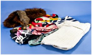 Collection Of Textiles Including silk scarfs by Richard Allen, Lucia, Jaeger, Kreier, Christening