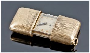 Vintage Swiss Travellers Silver Gilt Bakobe 17 Jewells Precision Pocket Travel Watch. Marked 0.935.