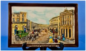 Beswick Fine Hand Painted Plaque Titled `Regent Street 1852`. 7x11 inches.