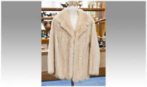 Light Golden Blonde Mink Jacket, glossy sheen, self lined collar with revers, scalloped hem,