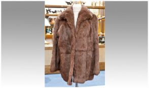 Red Brown Coney Fur Jacket, self lined collar with internal flexible support to the front points