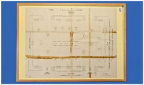 Framed Plan For The State Banquet For The Coronation Of King George VI & Queen Elizabeth. 28 by 20