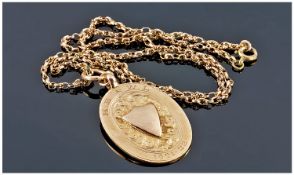 9ct Gold Medallion Fitted on a 9ct Gold Chain. Date 1920. Marked 9.375. 8.4 grams.