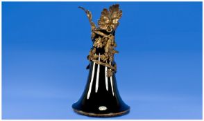 Tall Contemporary Decorative High Black Gloss Vase with gilt decoration.