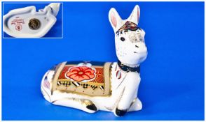 Royal Crown Derby Paperweight ``Donkey Foal``. With gold stoper. Retired 2006. Height 3.5 inches.