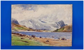 Watercolour of Glen Sannox, Scotland, probably by `Alex P. Somerville`, Glasgow, unframed,