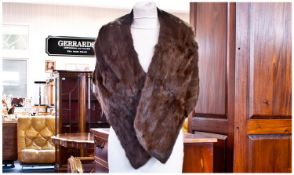 Warm Brown Ermine Cape Back Stole, shaped to the shoulders, with an integral collar, lined in dark