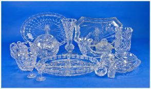 Collection Of Good Quality Glass Ware Including dressing table set, jugs, bowls, vases, together