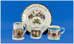 Collection Of Commemorative Ware Including  3 mugs & 1 plate celebrating various events including