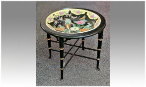 Late 19th Century Japanese Plaque Mounted In A Later Stand As A Coffee Table, with striking floral