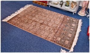 Bakarra Small Sized Prayer Rug. Silk and wool weave. Muted salmon/beige colour. 36 x 54 inches.