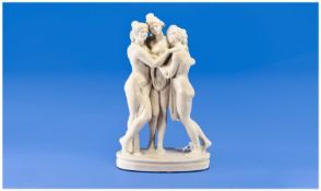A Modern 20th Century Group Figure of the Three Graces in the Traditional Style. Stands 16.5 inches