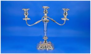 Silver Plated 3 Branch Candlestick.