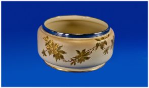 Taylor Tunnicliffe Art Pottery Salad Bowl, circa 1875, with gold embossed floral design and silver