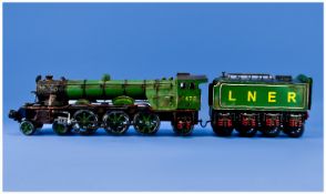 Vintage 1950`s Large Size Metal Model Train Of The Flying Scotsman. 5`` in height, 16`` in length