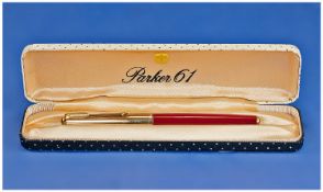 Parker 61 Cartridge Pen, in burgundy. Original box and instructions.