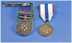 Northern Ireland Campaign Medal, awarded to 24306106 GDSM J. Orford Green GDS. Plus Queen Elizabeth