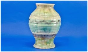 Carltonware Large Ribbed Vase With Delicia Type Drip Glaze With Rare `Will O` The Wisp` Pattern