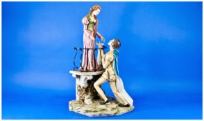 Capo-Di-Monte Romeo & Juliette Porcelain Figure, 17`` in height with certificate of authenticity.