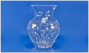 Stuart Fine Quality Cut Crystal Vase. With Stuart label to  base. 8.25 inches tall. With box.