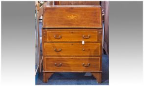 Edwardian Inlaid Fall Front Bureau of small size with fitted interior. With the Prince of Wales