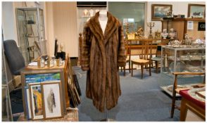 Dark Honey Blonde Mink Edge-To-Edge Full Length Coat, luxurious, probably female skins, self lined