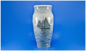 Royal Copenhagen Tall Yachts Vase. 2053/131 number to base. Excellent condition. 17 inches high.